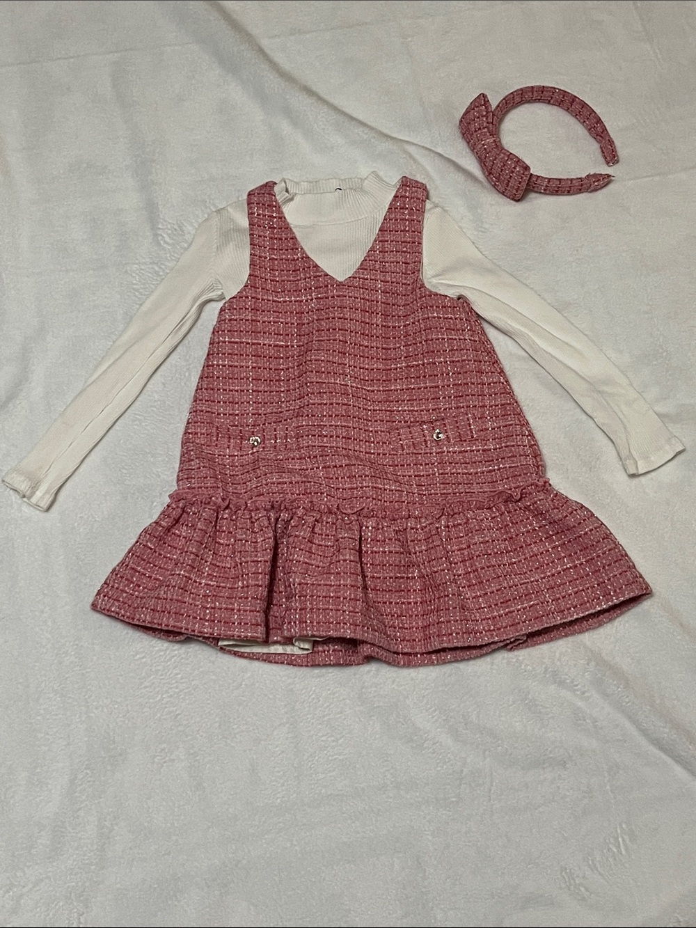 Rachel Zoe Pink Tweed Jumper Dress Set
